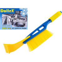 Щетка-сметка DolleX со скребком, 45 см, мягкая ручка, SNW-2201