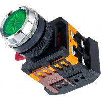Кнопка ANDELI ABLFS-22 зеленый, d22мм, P+NO неон 220В/400В ADL10-024