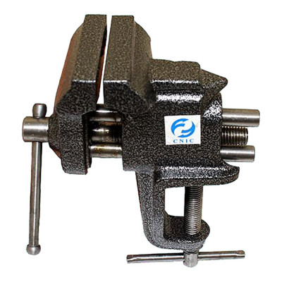 Слесарные тиски CNIC 75 мм неповоротные настольные с наковальней, крепление струбциной 66628