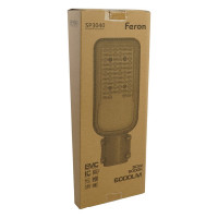 Уличный консольный светодиодный светильник FERON SP3040, 50W, 5000К, 6000Lm, серый, 41548