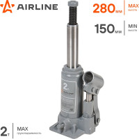 Бутылочный домкрат Airline S 2 т, MIN - 150 мм, MAX - 285 мм AJ-B-02S