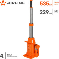 Телескопический домкрат Airline 4 т, в сумке, MIN - 229 мм, MAX - 535 мм AJ-TB-04