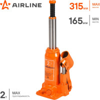 Бутылочный домкрат Airline 2 т, в кейсе, MIN - 165 мм, MAX - 315 мм AJ-B-02K