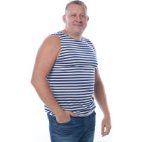 Армейская тельняшка без рукавов, 100% хлопок БЕРТА (синяя полоса) 703с-48-50