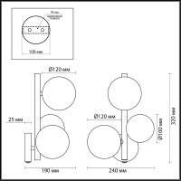 Бра с выключателем ODEON LIGHT TOVI стекло, G9, 3х40W 4818/3W