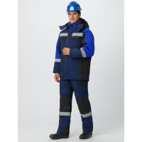 Зимний костюм Вектрон-2 СОП, ткань Смесовая 240, полукомбинезон, темно-синий/черный/васильковый, 64-66; 182-188 Факел 87474772.013
