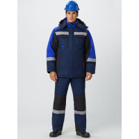 Зимний костюм Вектрон-2 СОП, ткань Смесовая 240, полукомбинезон, темно-синий/черный/васильковый, 64-66; 182-188 Факел 87474772.013