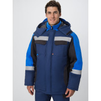 Зимний костюм Вектрон-2 СОП, ткань Смесовая 240, полукомбинезон, темно-синий/черный/васильковый, 64-66; 182-188 Факел 87474772.013