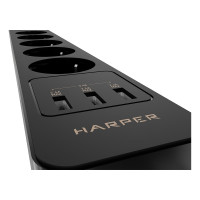 Удлинитель с USB зарядкой HARPER UCH-530 Black H00003010