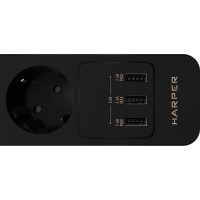 Удлинитель с USB зарядкой HARPER UCH-530 Black H00003010