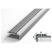 Напольный порог Лука 40х20мм с ПВХ вставкой 180 см (ПУ 71.1800.001) серая резинка УТ000023681