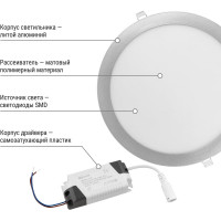 Светильник встраиваемый светодиодный "Даунлайт" TDM ELECTRIC хром 24 Вт 3000К SQ0329-0103