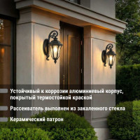 Светильник уличный TDM ELECTRIC "Вена" 60 Вт, вниз, алюминий, прозрачное/черный, Е27 SQ0330-0203