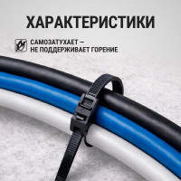 Стяжки пластиковые TDM ELECTRIC хомут горизонтальным замком (не разъемный) КСГ 9х360 черный 100 штук SQ0524-0003