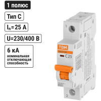 Автоматический выключатель TDM ELECTRIC ВА47-125 3Р 25А 15кА х-ка С SQ0223-0079