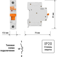 Автоматический выключатель TDM ELECTRIC ВА47-125 3Р 25А 15кА х-ка С SQ0223-0079