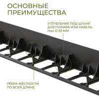 Садовый бордюр ГеоПластБорд  h 78 мм длина 8 метров + 32 колышка h 24 см цвет черный GPB78.08.32