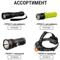 Фонарь TDM Титан 6 для дайвинга, 10 Вт CREE 800 лм, 4хАА, IPX8, до 100 м, SQ0350-0066