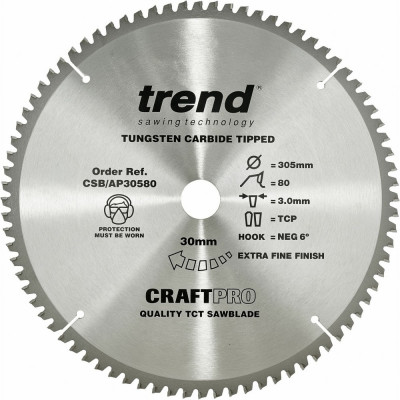 Trend Пильный диск 305 мм 80 зубьев по алюминию и пластику CSB/AP30580