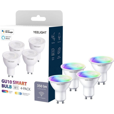 YEELIGHT Умная лампочка GU10 Smart bulbMulticolor - упаковка 4 шт. YGYC0120004WTEU