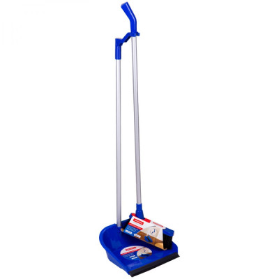 OfficeClean Совок для мусора Professional со щеткой-сметкой, алюм.ручка 70см, пластик, резин. 266770