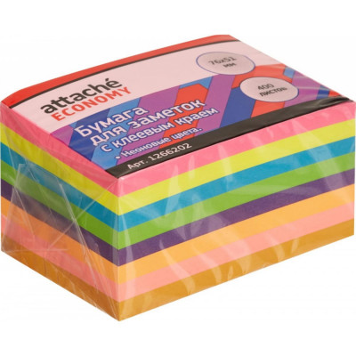 Attache Стикеры Economy 76x51 мм неоновые 8 цветов , 1 блок, 400 л 1266202