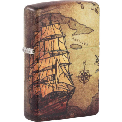 Zippo Зажигалка Pirate Ship с покрытием White Matte, 38x13x57 мм 49355