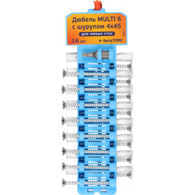 ЕВРОПАРТНЕР Набор дюбель Multi 6 шуруп 445 16 шт. KM2 0188