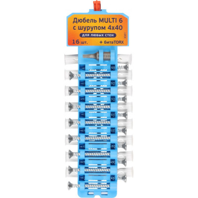 ЕВРОПАРТНЕР Набор дюбель Multi 6 шуруп 440 16 шт. KM1 0154