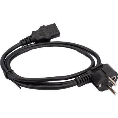 Cablexpert Кабель питания, 1м, Schuko- C13, VDE, 10А, черный, с заземлением, пакет PC-186-VDE-1M