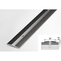 Порог прямой алюминиевый (37 мм, 0,9 м, порошковое покрытие, Серебро) ЛУКА 00000001675