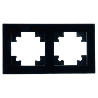 2-местная горизонтальная стеклянная рамка STEKKER GFR00-7002-05, серия Катрин черный 39519