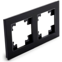 2-местная горизонтальная стеклянная рамка STEKKER GFR00-7002-05, серия Катрин черный 39519