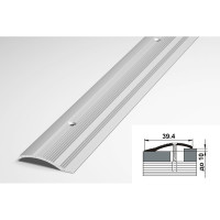 Порог разноуровневый алюминиевый (39,4 мм, 1,8 м, анодированный, Серебро) ЛУКА УТ000002633