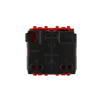 Розетка DKC 1-местная, 2 модуля Avanti "Красный квадрат" 16А IP20 2P+E, защитные шторки, красная 4401002