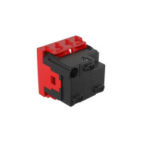 Розетка DKC 1-местная, 2 модуля Avanti "Красный квадрат" 16А IP20 2P+E, защитные шторки, красная 4401002