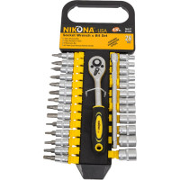 Набор торцевых головок NIKONA с трещоткой кв.1/4", 28 предметов 09-924
