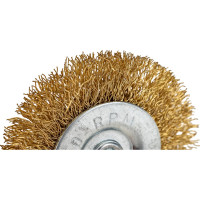 Щётка-крацовка латунированная для дрели (65 мм; ц/х; мягкая; плоская/шпилька) Orientcraft CIRS06521213