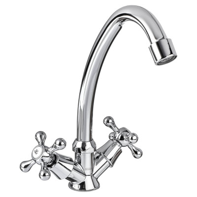 Смеситель для кухни СоюзКран поворотный излив 20 см, керамический кран-буксы 1/2, хром, цинк SK01-T204 567-063