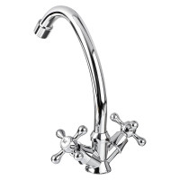 Смеситель для кухни СоюзКран поворотный излив 20 см, керамический кран-буксы 1/2, хром, цинк SK01-T204 567-063