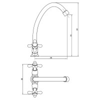 Смеситель для кухни СоюзКран поворотный излив 20 см, керамический кран-буксы 1/2, хром, цинк SK01-T204 567-063