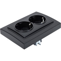 2-местная розетка STEKKER с заземлением PST16-9011-03, с защитной шторкой, 16А, серия Эрна, черный 39482