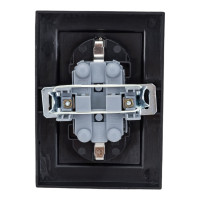 2-местная розетка STEKKER с заземлением PST16-9011-03, с защитной шторкой, 16А, серия Эрна, черный 39482