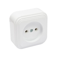 1-местная розетка STEKKER без заземления, PST16-20-20 RA 16-131-Б, пластик АВС, 16А, IP20, белый 39687