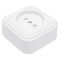 1-местная розетка STEKKER без заземления, PST16-20-20 RA 16-131-Б, пластик АВС, 16А, IP20, белый 39687