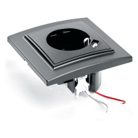 1-местная розетка STEKKER с заземлением и с USB, PST16-9011-03, с защитной шторкой, серия Эрна, черный 39480
