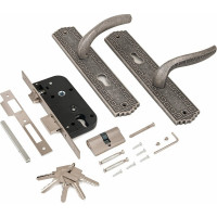 Врезной замок с ручками Аллюр ЗВ4-70.06 AS состаренное серебро 10572