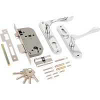 Врезной замок с ручками Аллюр 127/1 CP хром 1080