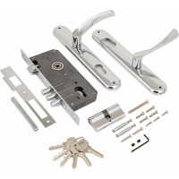 Врезной замок с ручками Аллюр 0203 CP хром 1016