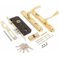 Врезной замок с ручками Аллюр 0203 GP латунь 1017